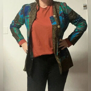 Vintage blazer womens size 10 unique colorful detailed blazer lady carol of ny